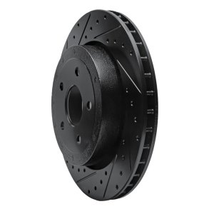 Jeep Grand Cherokee Brake Rotor (1) - Rear Left - R1 Concepts - Drilled & Slotted - Black - `06-`10